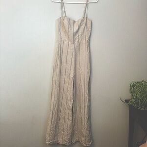 Reformation linen striped jumpsuit size 2